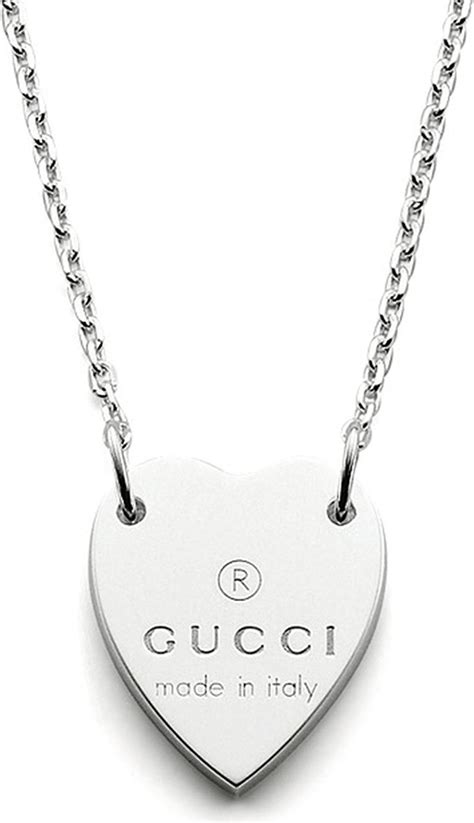 gucci trademark silver heart necklace|gucci necklace with heart pendant.